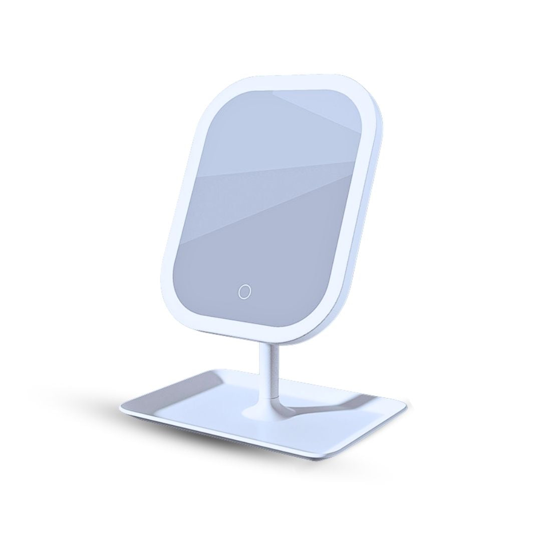 SOGA 26cm White Squared Smart LED Makeup Bedroom Table Vanity Mirror Tricolor Adjustable Light w/ 5x Magnification $ 33.50