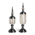 SOGA 2 x Clear Glass Flower Vase with Lid and Transparent Filler Vase Black Set $ 122.50