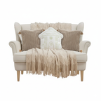 SOGA Christmas Bundle – 2 Khaki Wabi-Sabi & White Christmas House Pillows with Beige Knitted Throw $ 257