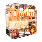 SOGA Transparent Cosmetic Storage Box Clear Makeup Skincare Holder with Lid Drawers Waterproof Dustproof Organiser with Pearls $ 91.50