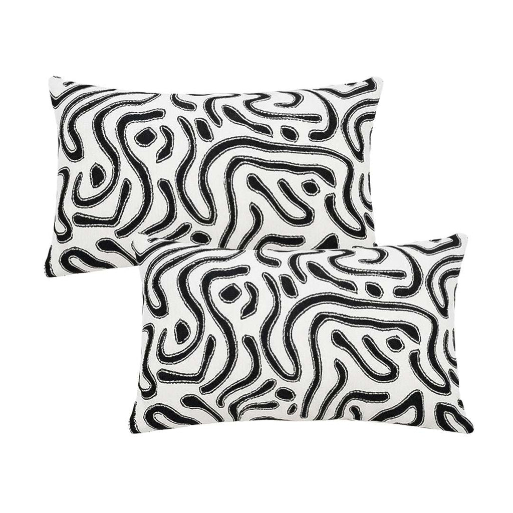 SOGA 2X 30cm Black White Abstract Swirl Pattern Decorative Throw Pillow $ 140
