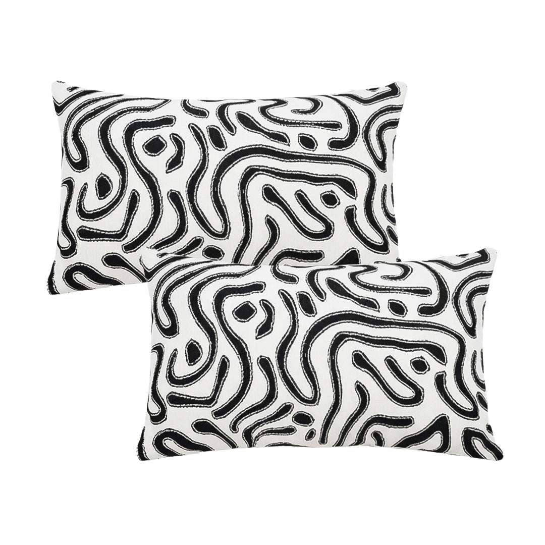 SOGA 2X 30cm Black White Abstract Swirl Pattern Decorative Throw Pillow $ 140