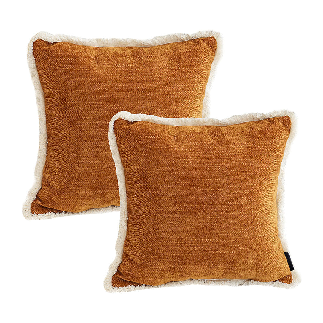 SOGA 2X 45cm Home Aesthetic Chenille Texture Tassel Square Sunset Orange Throw Pillow $ 107.90