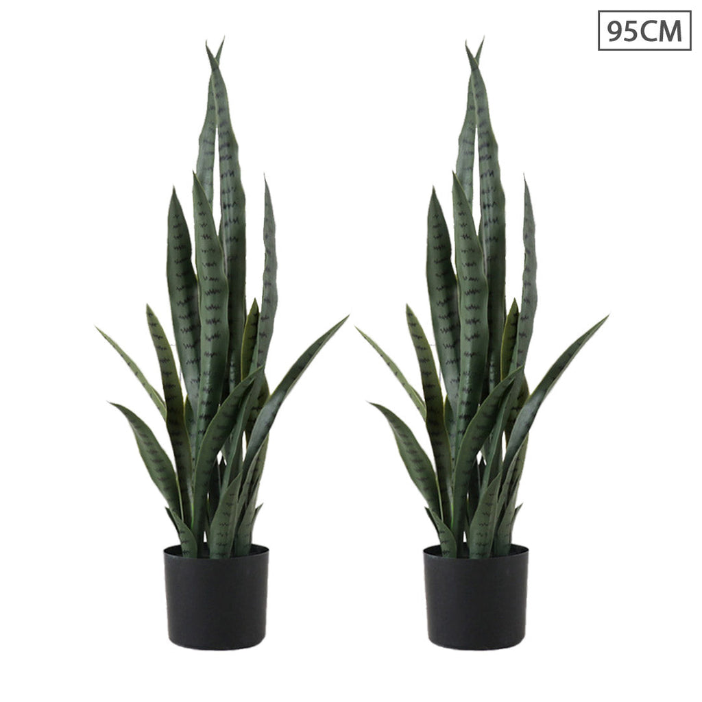 SOGA 2X 95cm Sansevieria Snake Artificial Plants with Black Plastic Planter Greenery, Home Office Decor $ 345.50