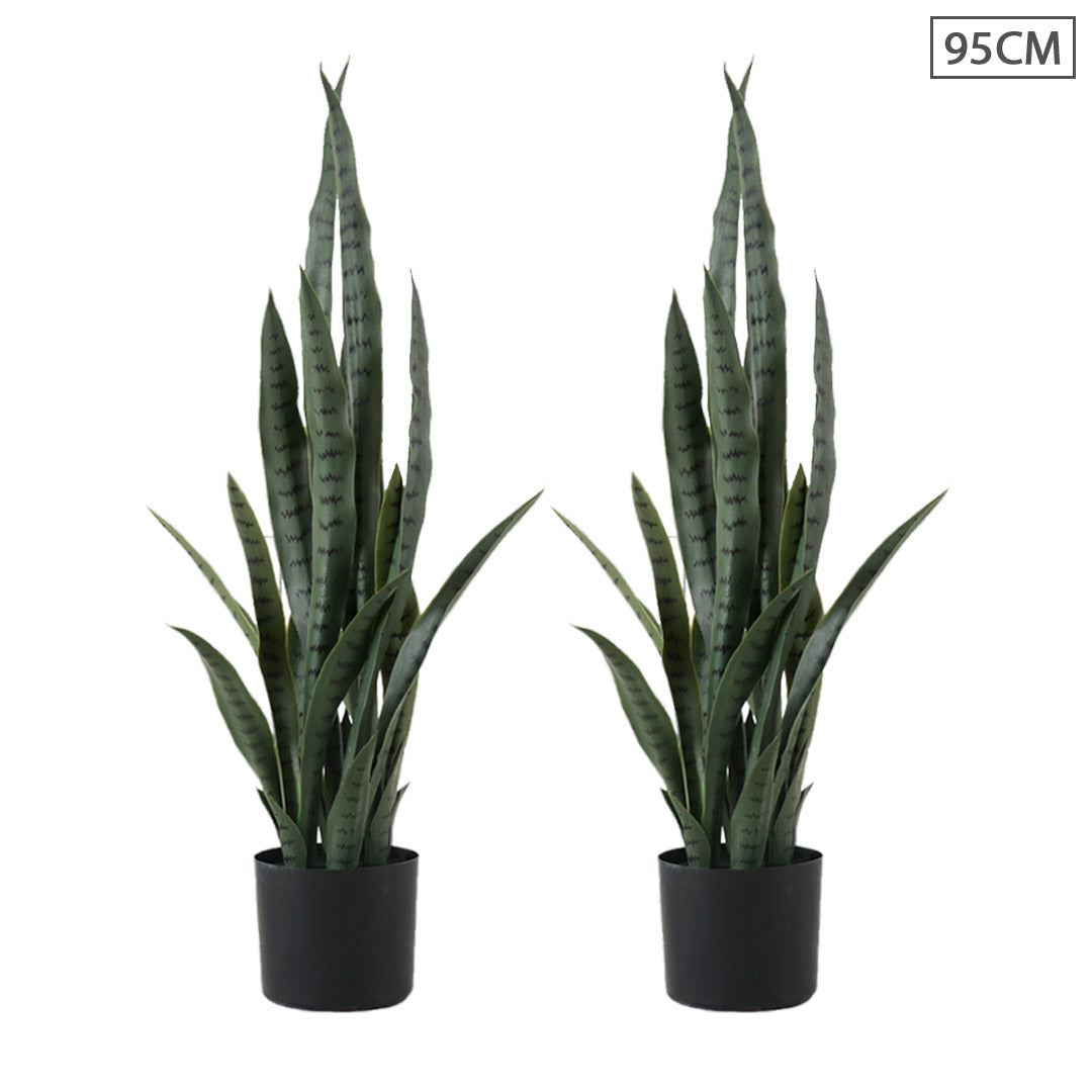 SOGA 2X 95cm Sansevieria Snake Artificial Plants with Black Plastic Planter Greenery, Home Office Decor $ 345.50