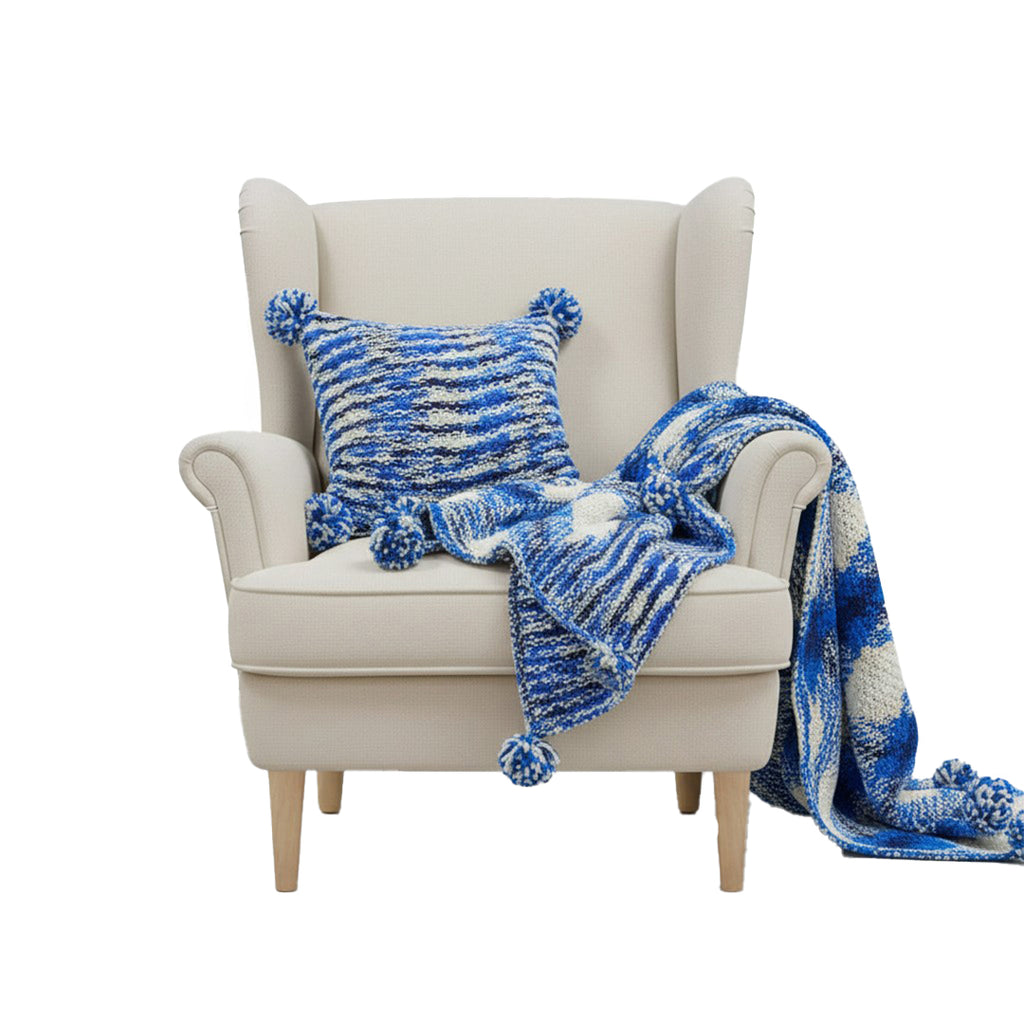 SOGA Home & Living Bundle – Deep Sea Blue Gradient Pillow & Matching Gradient Throw Blanket