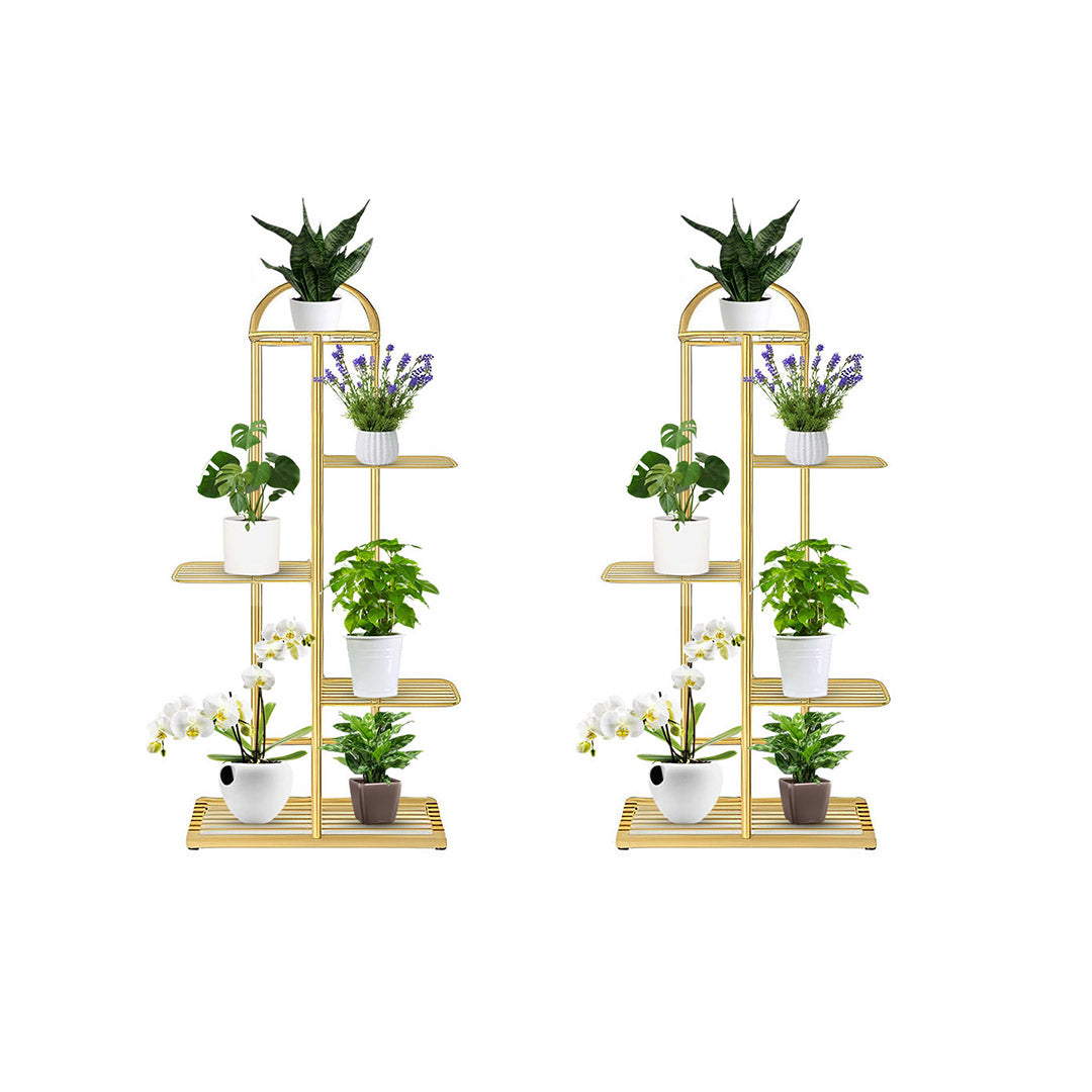 SOGA 2X 5 Tier 6 Pots Gold Metal Plant Stand Flowerpot Display Shelf Rack Indoor Home Office Decor $ 129.50