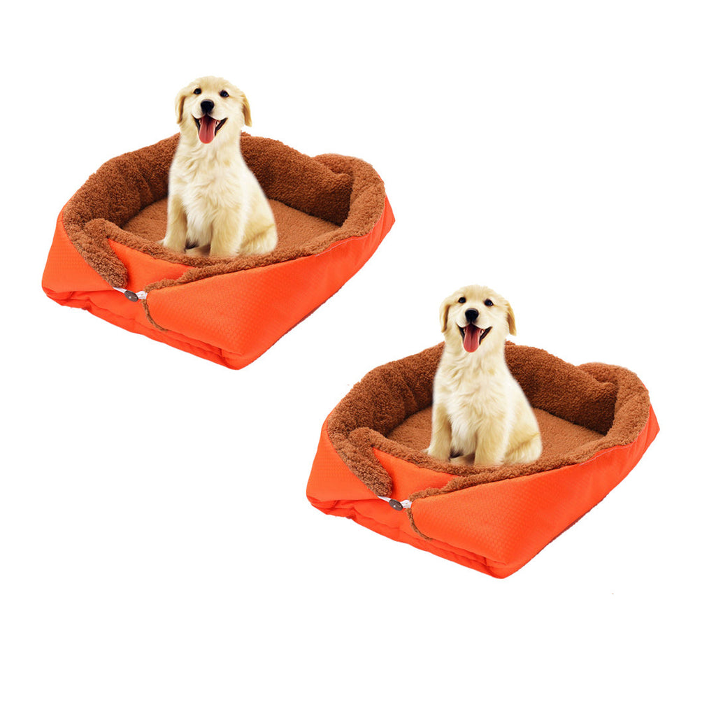 SOGA 2X Orange Dual-purpose Cushion Nest Cat Dog Bed Warm Plush Kennel Mat Pet Home Travel Essentials $ 68.90