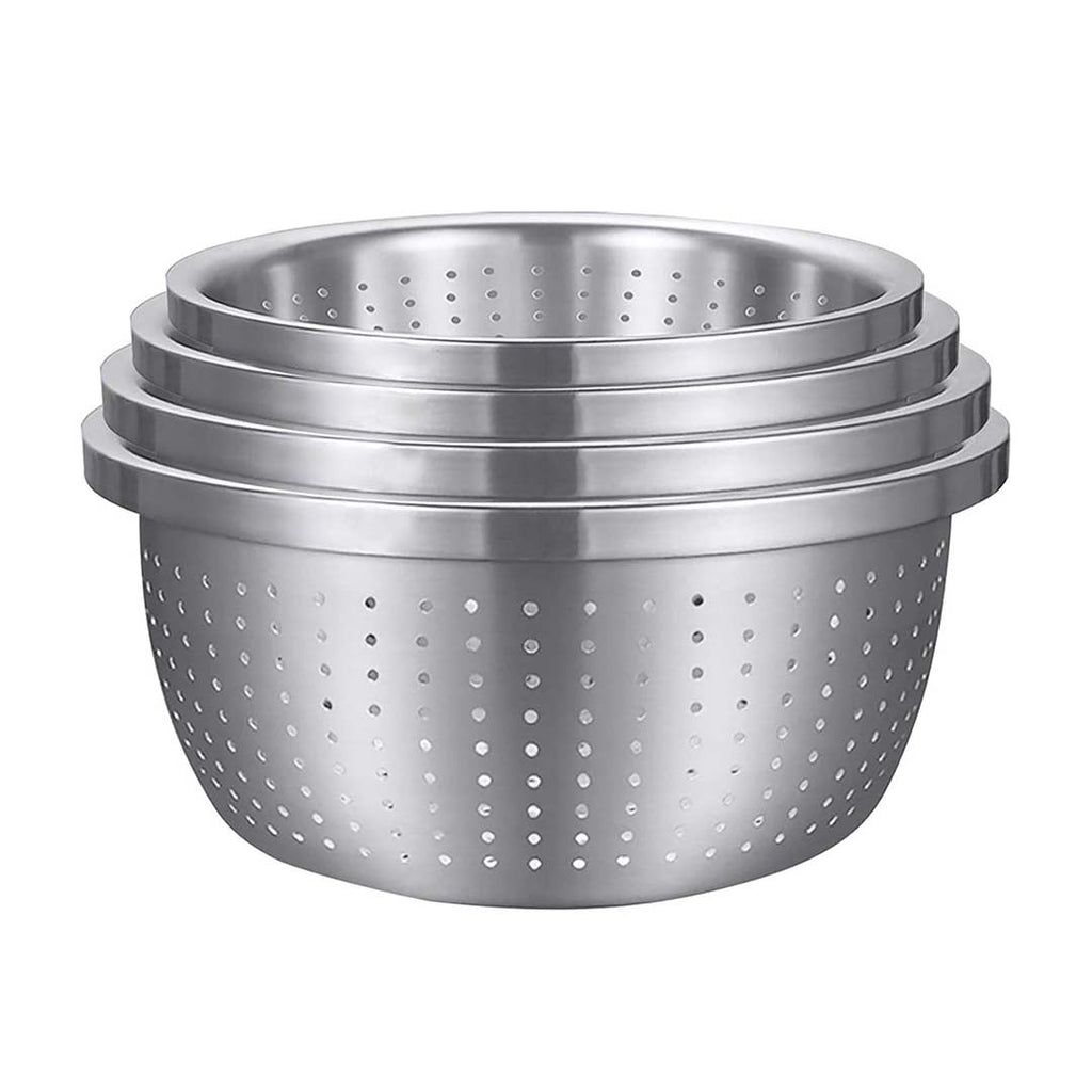 SOGA Stainless Steel Nesting Basin Colander Perforated Kitchen Sink Washing Bowl Metal Basket Strainer Set of 4 $ 99.90