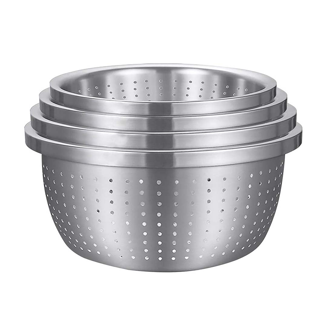 SOGA Stainless Steel Nesting Basin Colander Perforated Kitchen Sink Washing Bowl Metal Basket Strainer Set of 4 $ 99.90