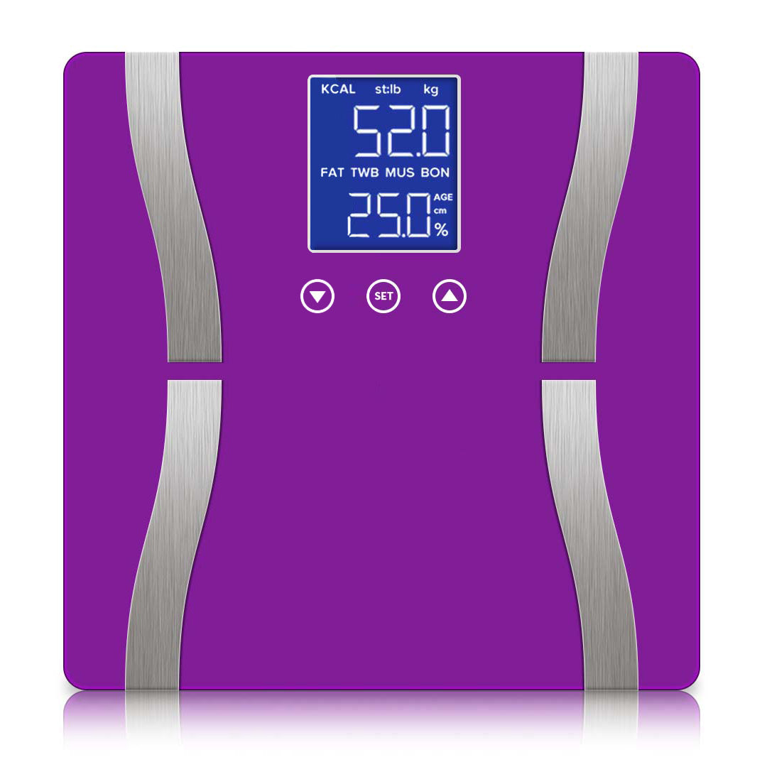 SOGA Digital Body Fat Scale Bathroom Scales Weight Gym Glass Water LCD Electronic Purple $ 33.50