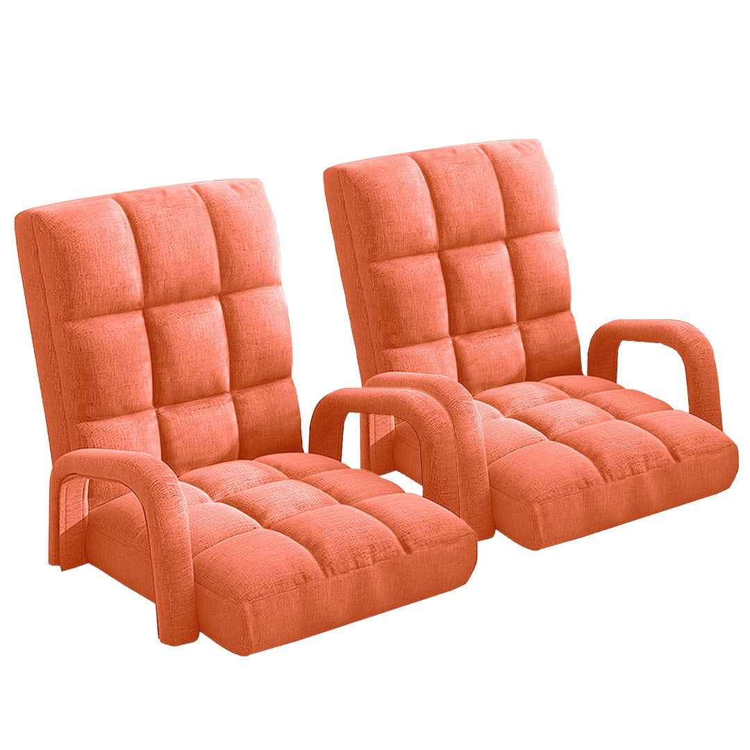 SOGA 2X Foldable Lounge Cushion Adjustable Floor Lazy Recliner Chair with Armrest Orange $ 409.50