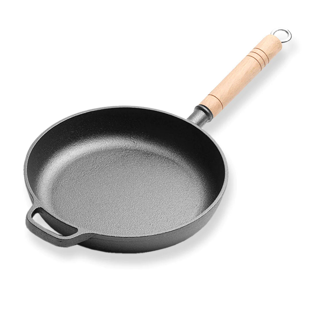 SOGA 27cm Round Cast Iron Frying Pan Skillet Steak Sizzle Platter with Helper Handle $ 83.50