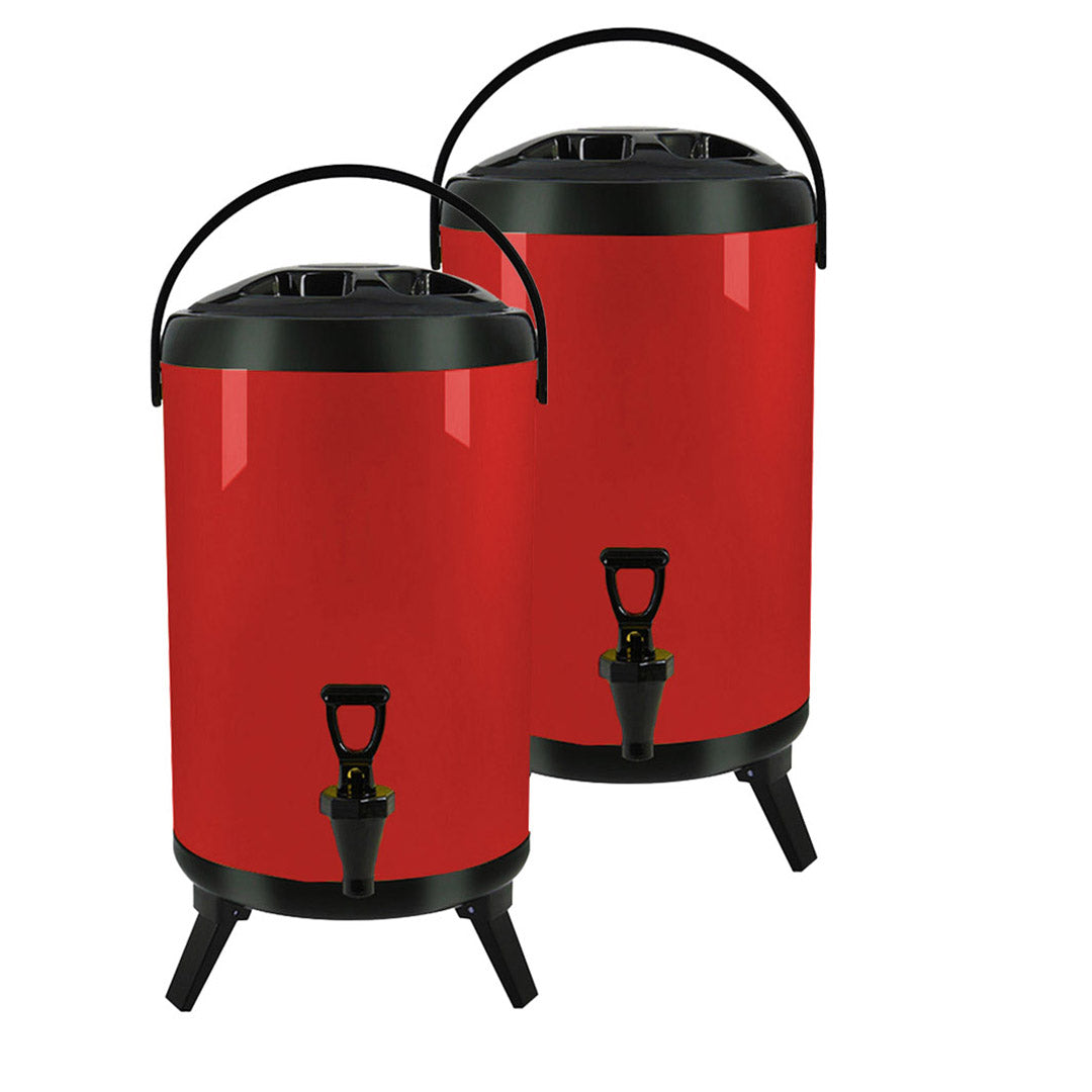 SOGA 2X 8L Stainless Steel Insulated Milk Tea Barrel Hot and Cold Beverage Dispenser Container with Faucet Red $ 151.50