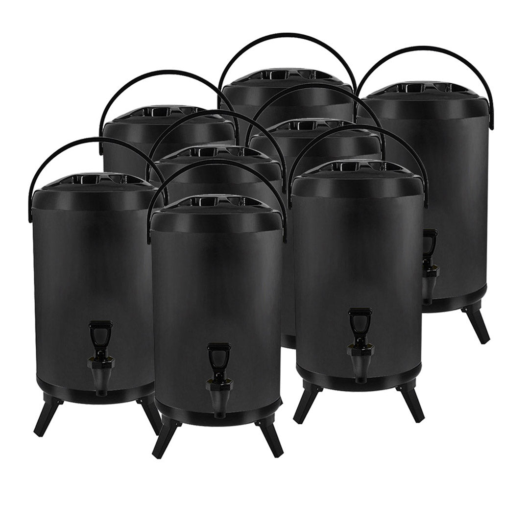 SOGA 8X 16L Stainless Steel Insulated Milk Tea Barrel Hot and Cold Beverage Dispenser Container with Faucet Black