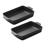 SOGA 2X 38cm Cast Iron Rectangle Bread Cake Baking Dish Lasagna Roasting Pan $ 226.50