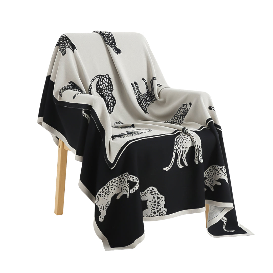 SOGA Black Cream Animal Print Throw Blanket 130x180cm Acrylic $ 97.90