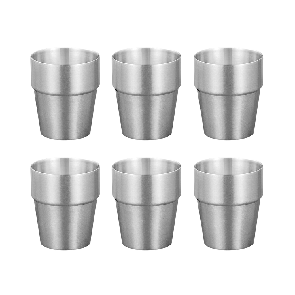 SOGA 260ml Stainless Steel Cups Set of 6 Reusable Durable Silver Drinking Tumblers $ 51
