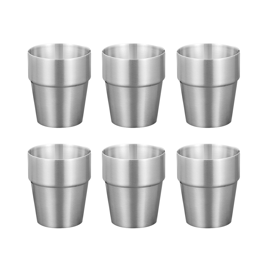 SOGA 260ml Stainless Steel Cups Set of 6 Reusable Durable Silver Drinking Tumblers $ 51