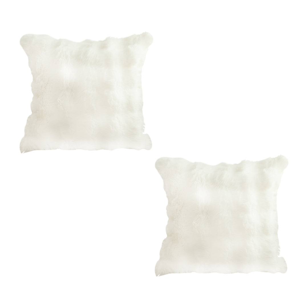 SOGA 2X 50cm Throw Pillow White Rabbit Fur Cushion Luxurious Soft Decorative Square Pillow for Living Room $ 107.90