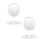 SOGA 2X 26cm White Oval Smart LED Makeup Bedroom Table Vanity Mirror Tricolor Adjustable Light w/ 5x Magnification $ 65.50