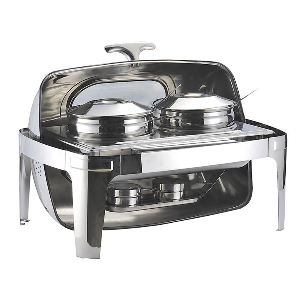 SOGA 6.5L Stainless Steel Double Soup Tureen Bowl Station Roll Top Buffet Chafing Dish Catering Chafer Food Warmer Server $ 422.50
