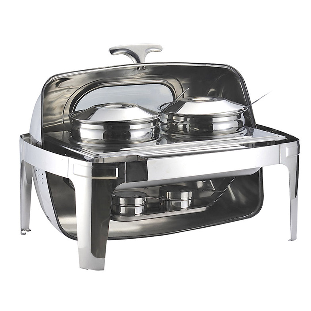 SOGA 6.5L Stainless Steel Double Soup Tureen Bowl Station Roll Top Buffet Chafing Dish Catering Chafer Food Warmer Server $ 422.50