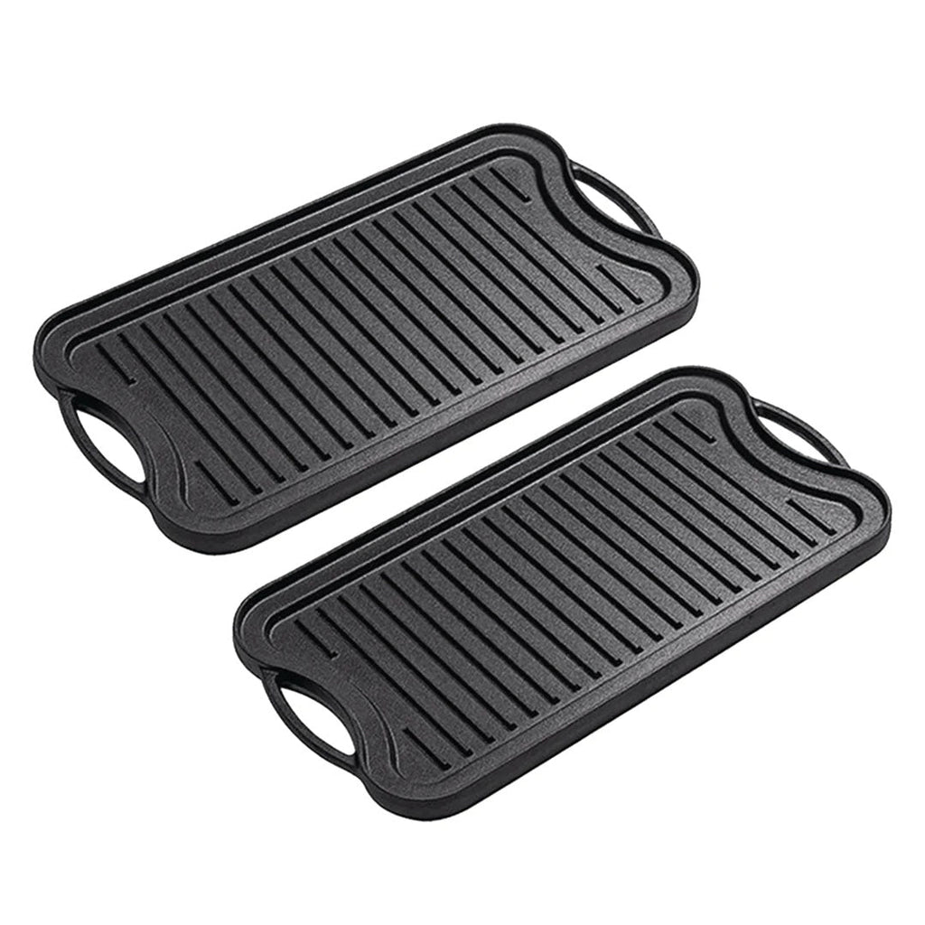 SOGA 2X 50.8cm Cast Iron Ridged Griddle Hot Plate Grill Pan BBQ Stovetop $ 172.50