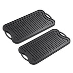 SOGA 2X 50.8cm Cast Iron Ridged Griddle Hot Plate Grill Pan BBQ Stovetop $ 172.50
