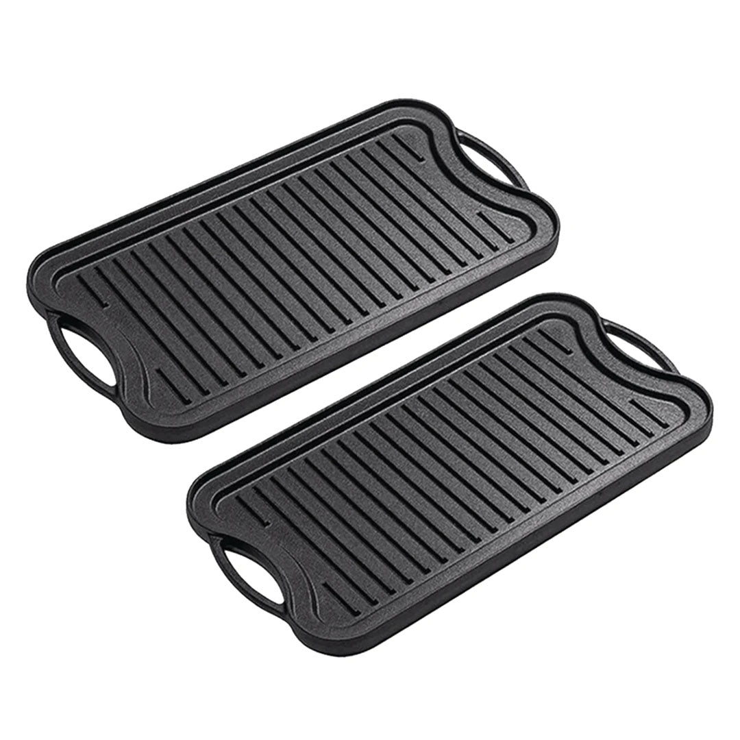 SOGA 2X 50.8cm Cast Iron Ridged Griddle Hot Plate Grill Pan BBQ Stovetop $ 172.50