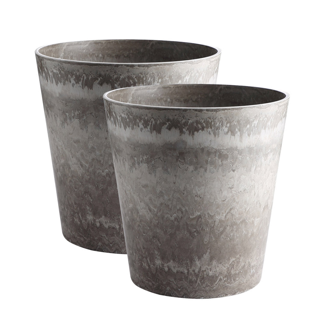 SOGA 2X 32cm Rock Grey Round Resin Plant Flower Pot in Cement Pattern Planter Cachepot for Indoor Home Office $ 151.50
