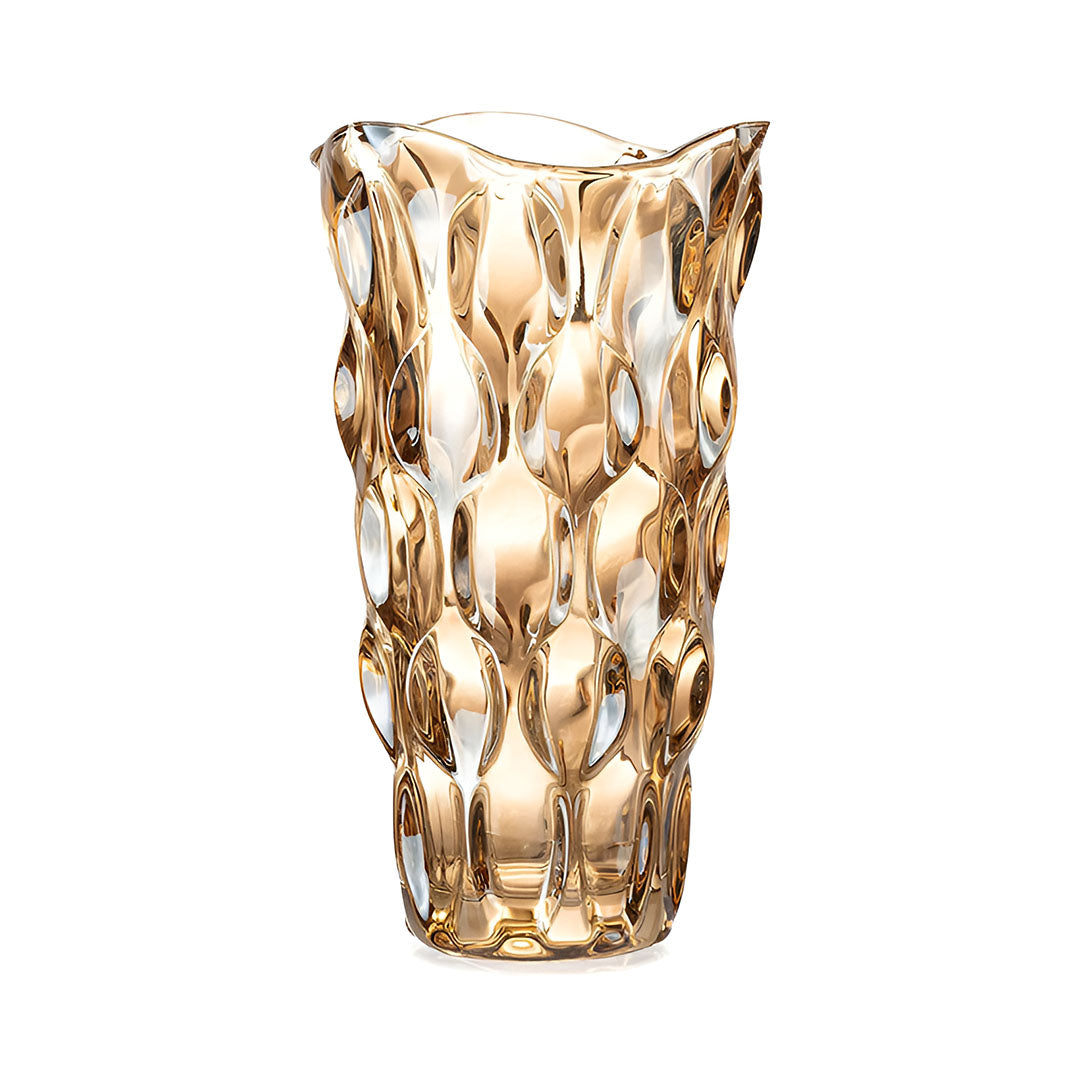 SOGA 29.8cm Golden Amber Glass Crystal Vase Elegant Modern Home Décor $ 55.50