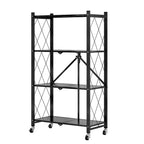 SOGA 4 Tier Steel Black Foldable Kitchen Cart Multi-Functional Shelves Storage Organizer with Wheels $ 116.90