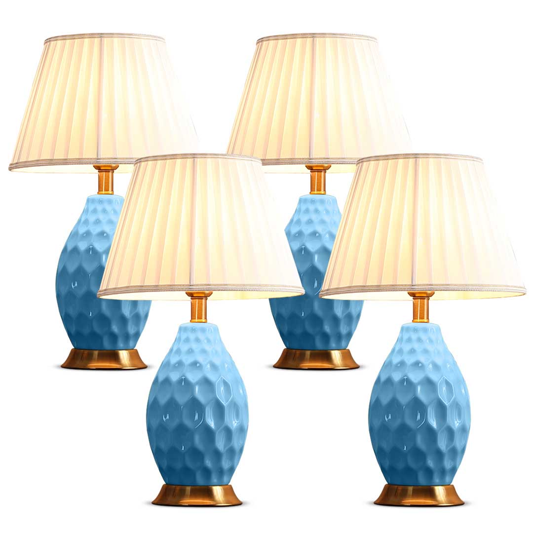 SOGA 4X Textured Ceramic Oval Table Lamp with Gold Metal Base Blue $ 844.50