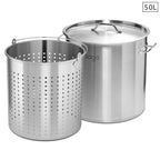 SOGA 50L 18/10 Stainless Steel Stockpot with Perforated Stock pot Basket Pasta Strainer $ 316.90
