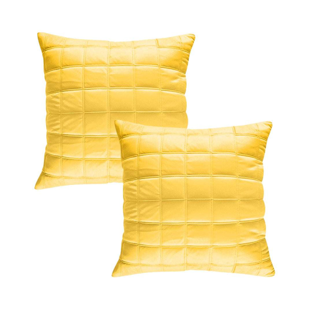 SOGA 2X 50cm Yellow Quilted Grid Pattern Decorative Throw Pillow $ 119