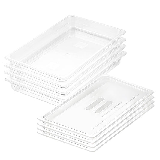 SOGA 65mm Clear Gastronorm GN Pan 1/1 Food Tray Storage Bundle of 4 with Lid