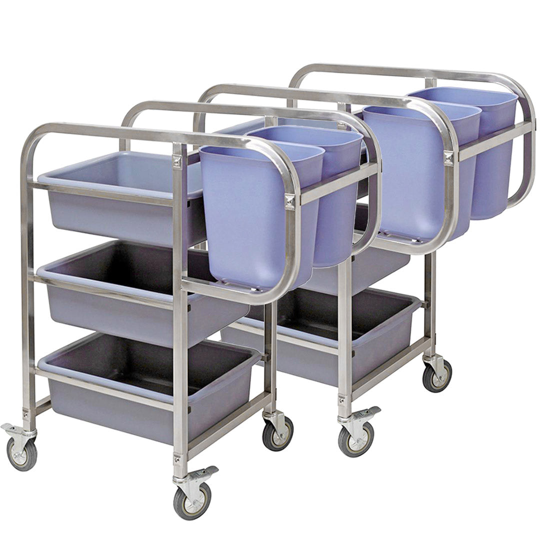 SOGA 2X 82x43x92cm Square 3 Tier Food Trolley Food Waste Cart Five Buckets Kitchen Food Utility $ 420.90