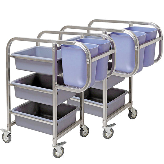 SOGA 2X 82x43x92cm Square 3 Tier Food Trolley Food Waste Cart Five Buckets Kitchen Food Utility