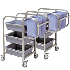 SOGA 2X 82x43x92cm Square 3 Tier Food Trolley Food Waste Cart Five Buckets Kitchen Food Utility