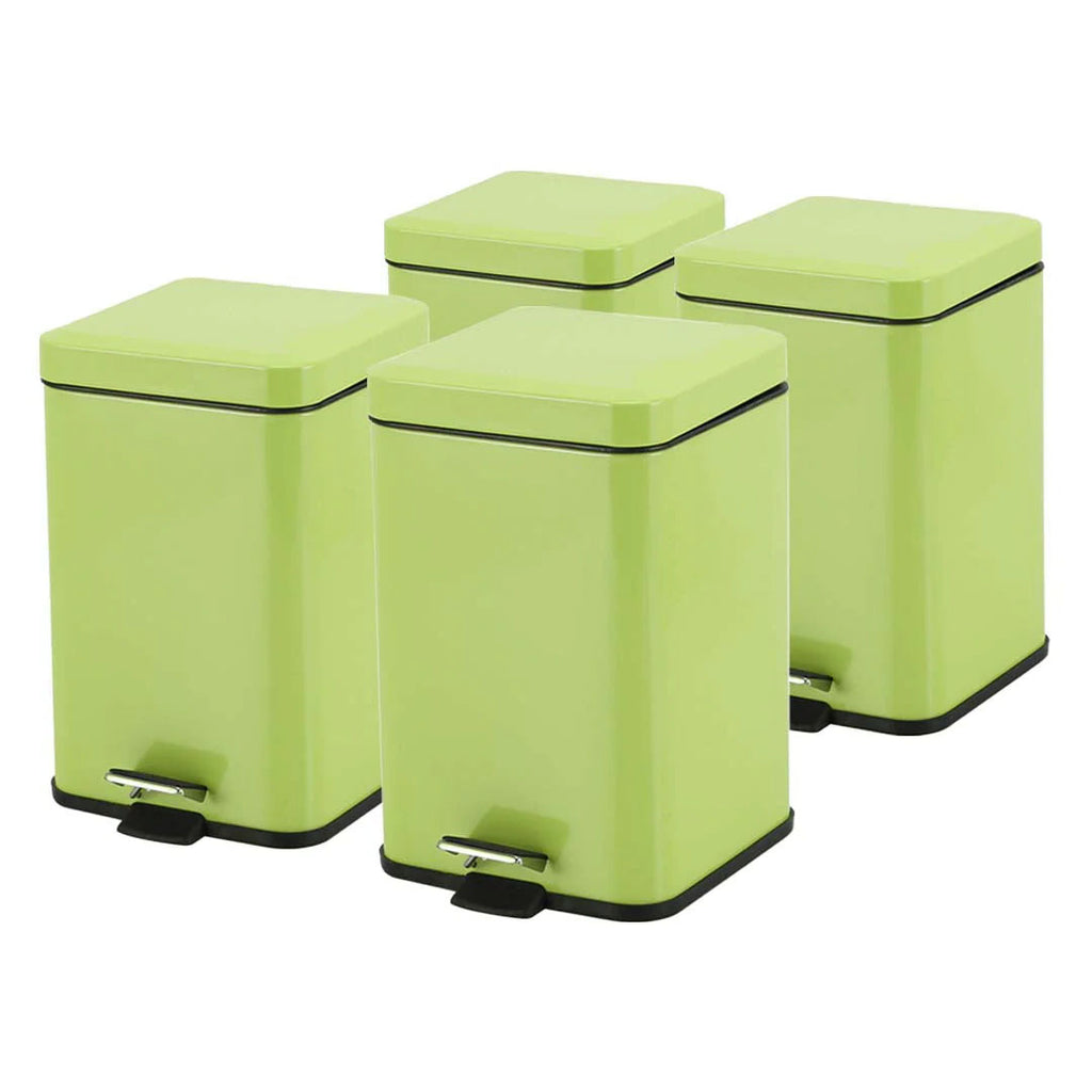 SOGA 4X Foot Pedal Stainless Steel Rubbish Recycling Garbage Waste Trash Bin Square 12L Green