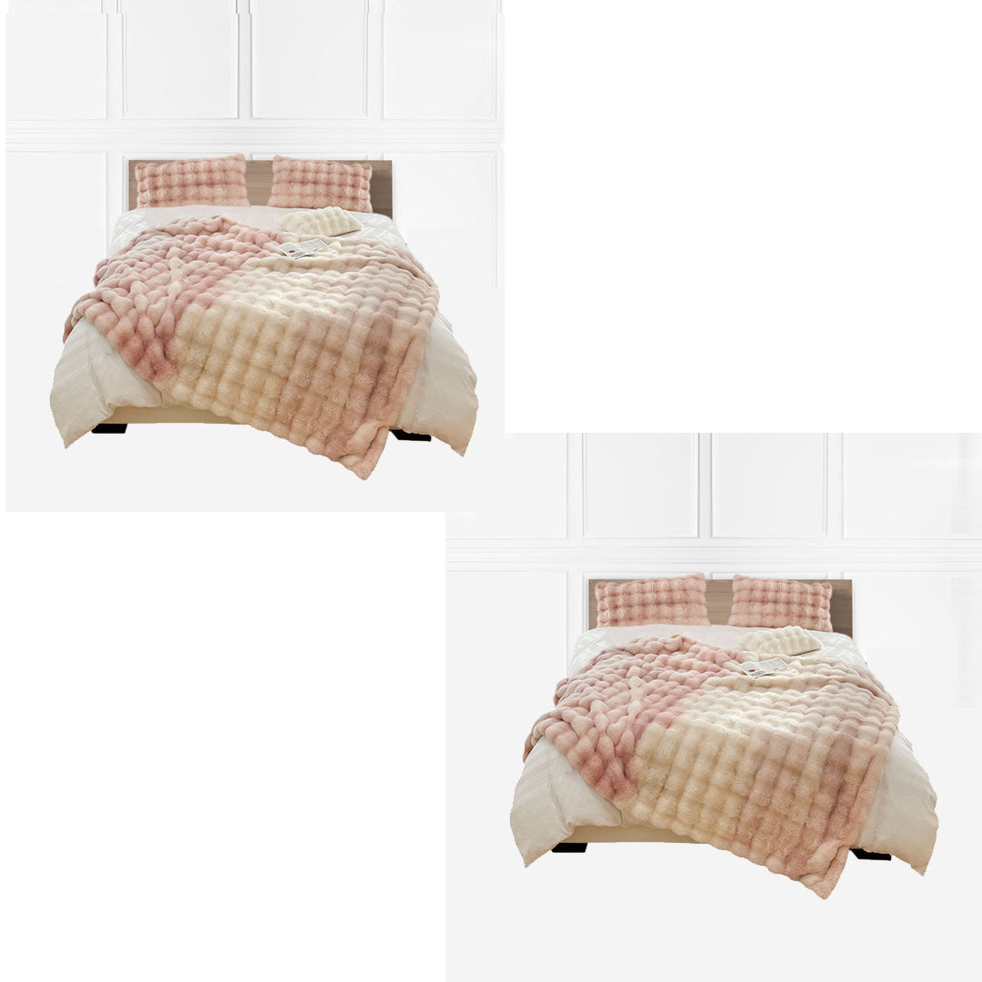 SOGA 2X 200cm Light Pink Fur Fuzzy Super Soft and Cozy Fluffy Throw Blanket $ 315.50