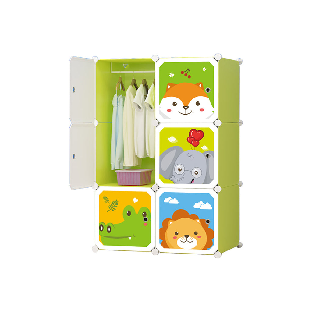 SOGA 6 Cubes Animal Design Portable Wardrobe Divide-Grid Modular Storage Organiser Foldable Closet $ 77.90