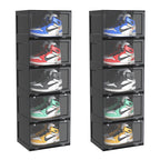 SOGA 2X 5 Tier Black Portable Shoe Organiser Sneaker Footwear Folding Plastic Bin Stackable Storage Box with Magnetic Door $ 280.90