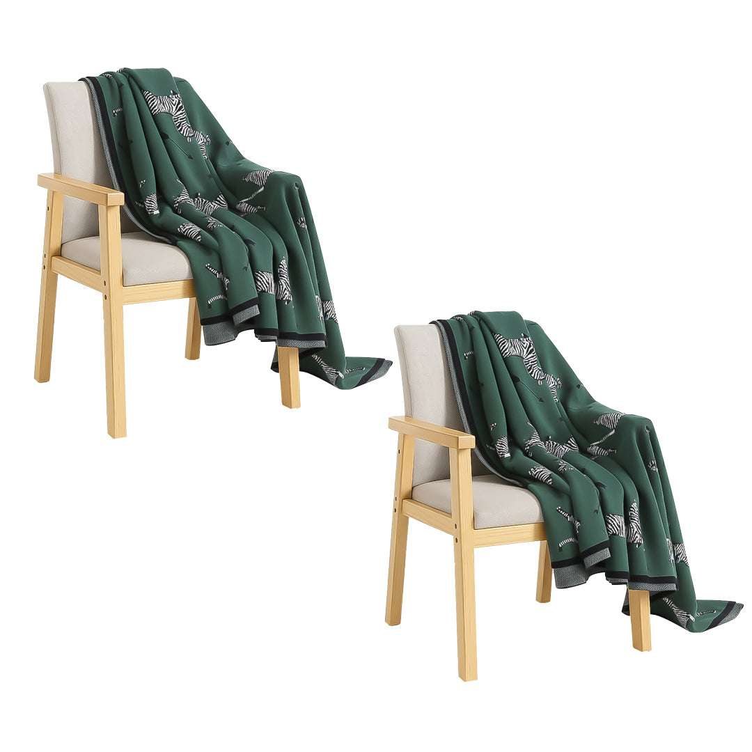 SOGA 2X Olive Green Zebra Print Throw Blanket 130x180cm 100% Cotton $ 237