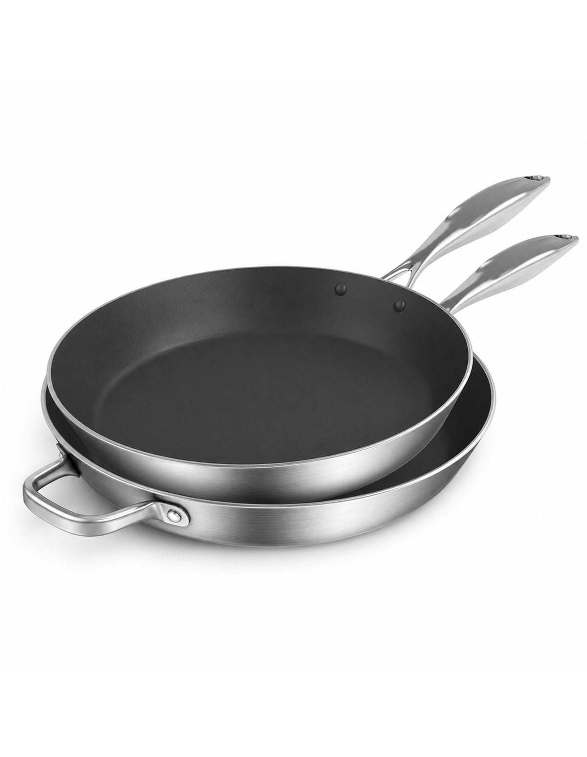 SOGA Stainless Steel Non-Stick Induction Fry Pan Set 26cm & 34cm