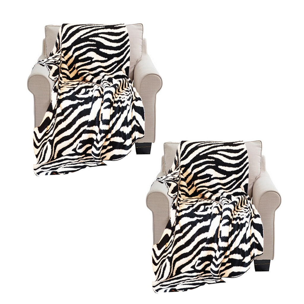 SOGA 2X 130x170cm Throw Blanket Black and White Soft Zebra Print Half Fleece Casual Stylish Cozy $ 215.50