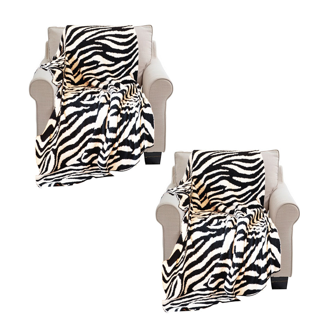 SOGA 2X 130x170cm Throw Blanket Black and White Soft Zebra Print Half Fleece Casual Stylish Cozy $ 215.50