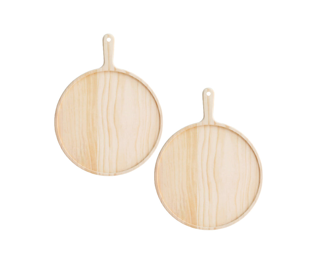 SOGA 2X 9 inch Round Premium Wooden Pine Food Serving Tray Charcuterie Board Paddle Home Decor $ 45.50