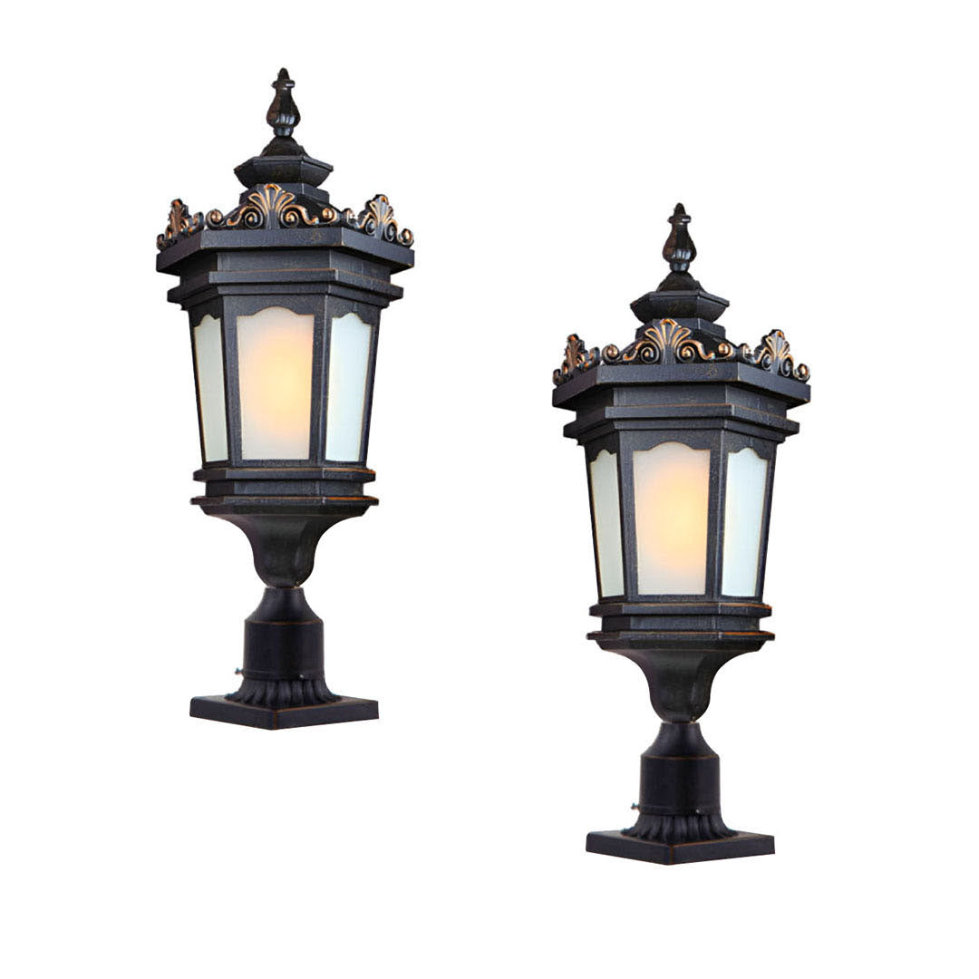 Vintage Lamp 2X 72cm Lantern Stand Elegant Aluminum & Glass Outdoor Light Antique Style Exterior Fixture $ 1121.50